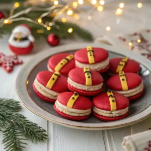 Santa Claus Macarons festive red cookies