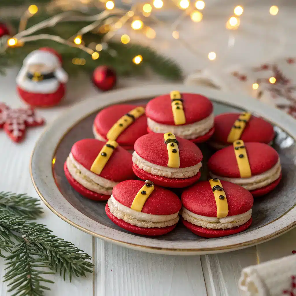 Santa Claus Macarons: A Colorful Christmas Cookie Worth the Effort 3 Santa Claus Macarons festive red cookies