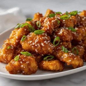 Easy Sesame Chicken Delight: A Flavor-Packed Dinner Winner 7 Easy Sesame Chicken served with sesame glaze and green onions