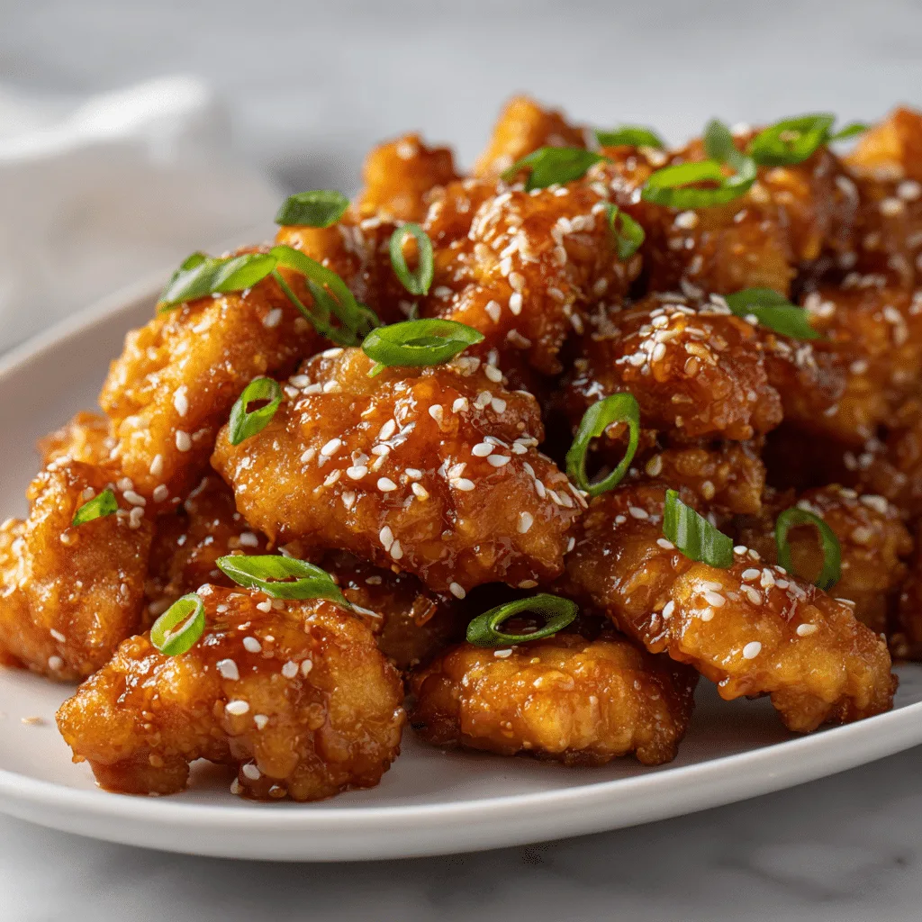 Easy Sesame Chicken Delight: A Flavor-Packed Dinner Winner 2 Easy Sesame Chicken served with sesame glaze and green onions