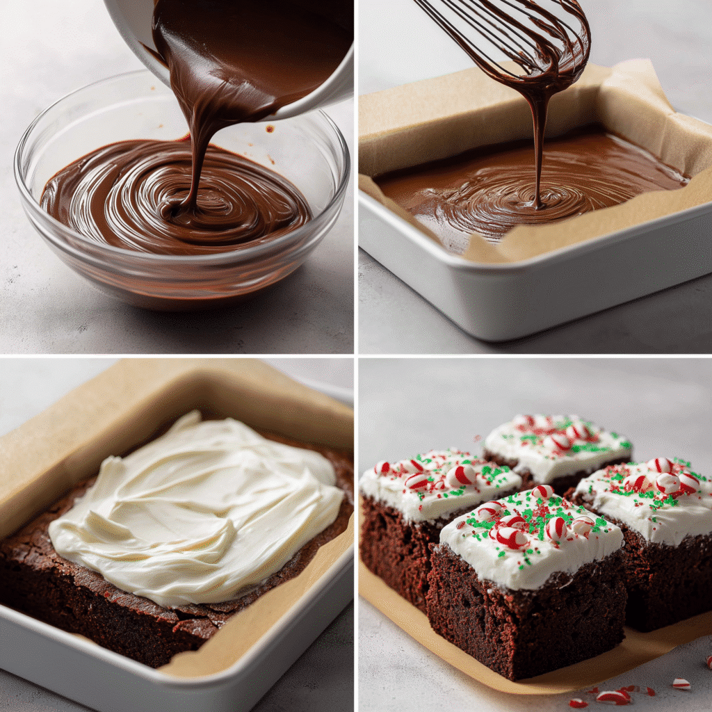 Step-by-step Frosted Christmas Brownies baking process
