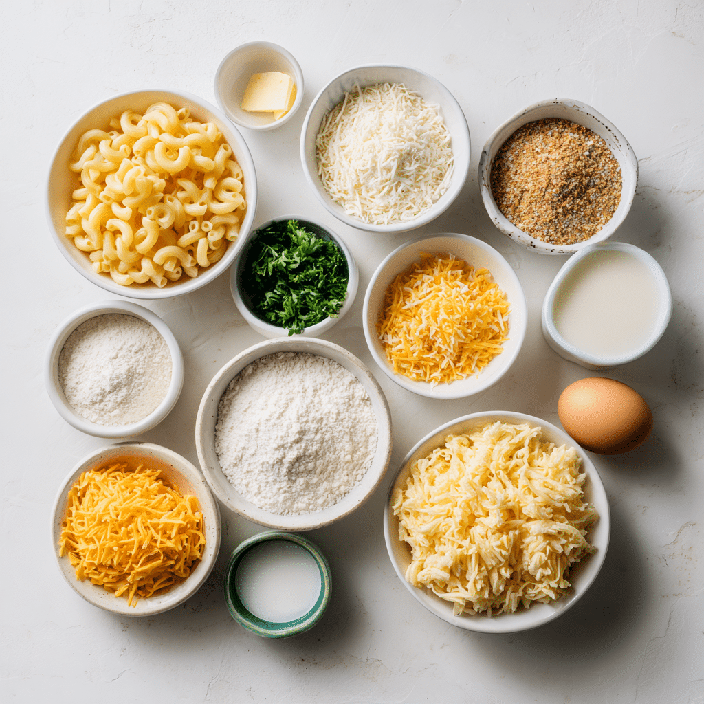 Ingredients for Cheesecake Factory Air Fryer Fried Macaroni and Cheese Balls
