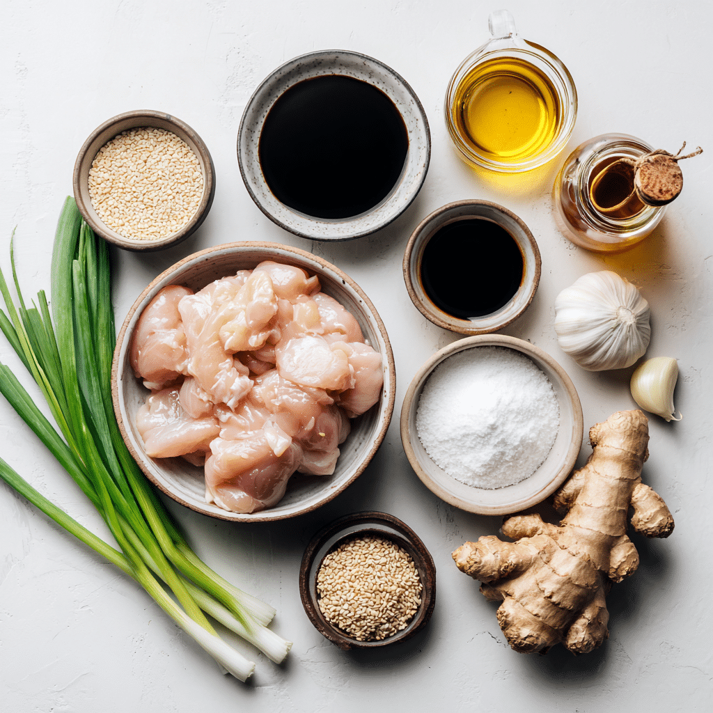 Easy Sesame Chicken Delight: A Flavor-Packed Dinner Winner 3 Ingredients for Easy Sesame Chicken neatly arranged on counter