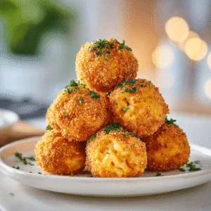 Cheesecake Factory Air Fryer Fried Macaroni and Cheese Balls on plate