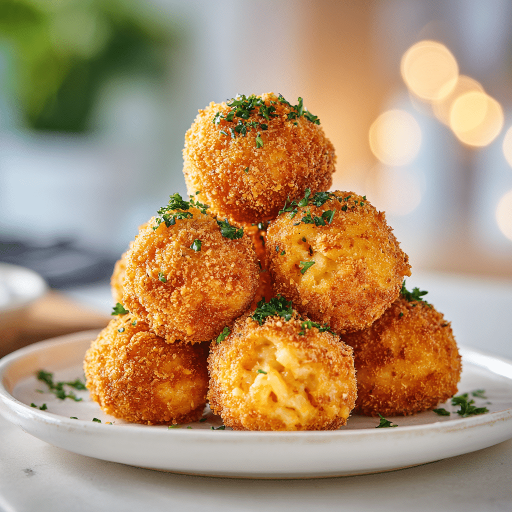 Cheesecake Factory Air Fryer Fried Macaroni and Cheese Balls: Irresistible Crispy Comfort 2 Cheesecake Factory Air Fryer Fried Macaroni and Cheese Balls on plate
