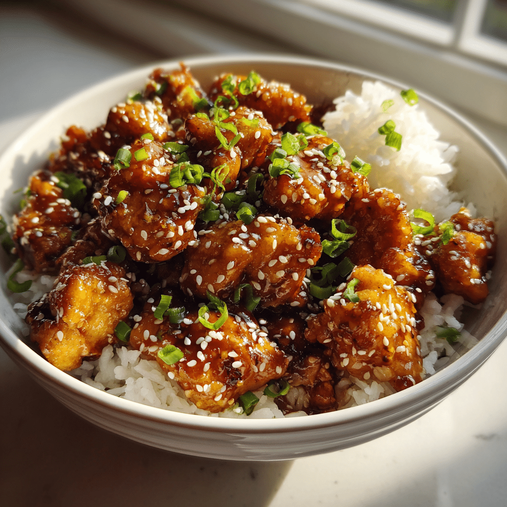Honey Sesame Chicken Happiness: A Delicious, Healthy Homemade Recipe 2 Honey Sesame Chicken featured image with sesame seeds and rice