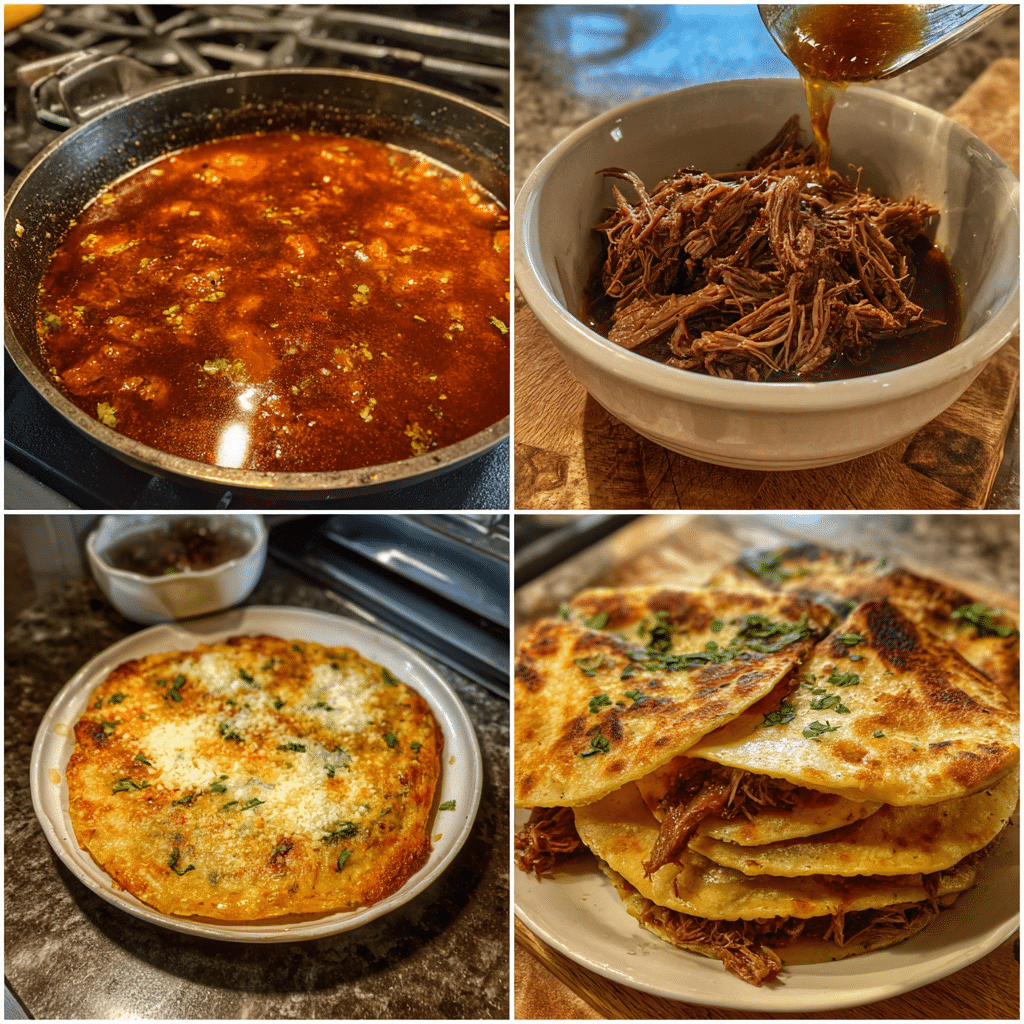 Birria Tacos Delight: A Soul-Warming Beef Birria Recipe 4 Hyper realistic Birria Tacos step-by-step cooking collage