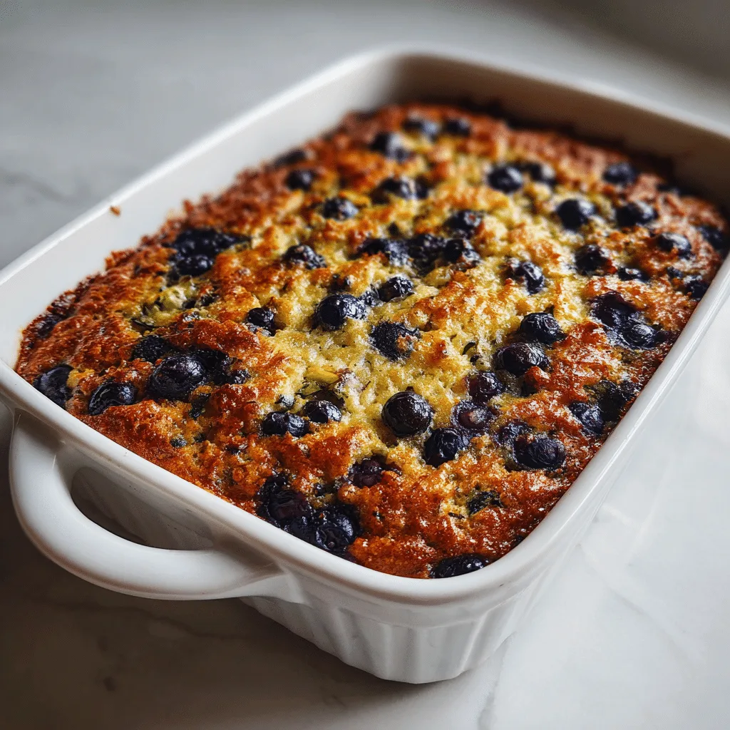 Zucchini Blueberry Baked Oatmeal Bliss: A Weekend Breakfast Delight 2 Zucchini Blueberry Baked Oatmeal in white ceramic dish