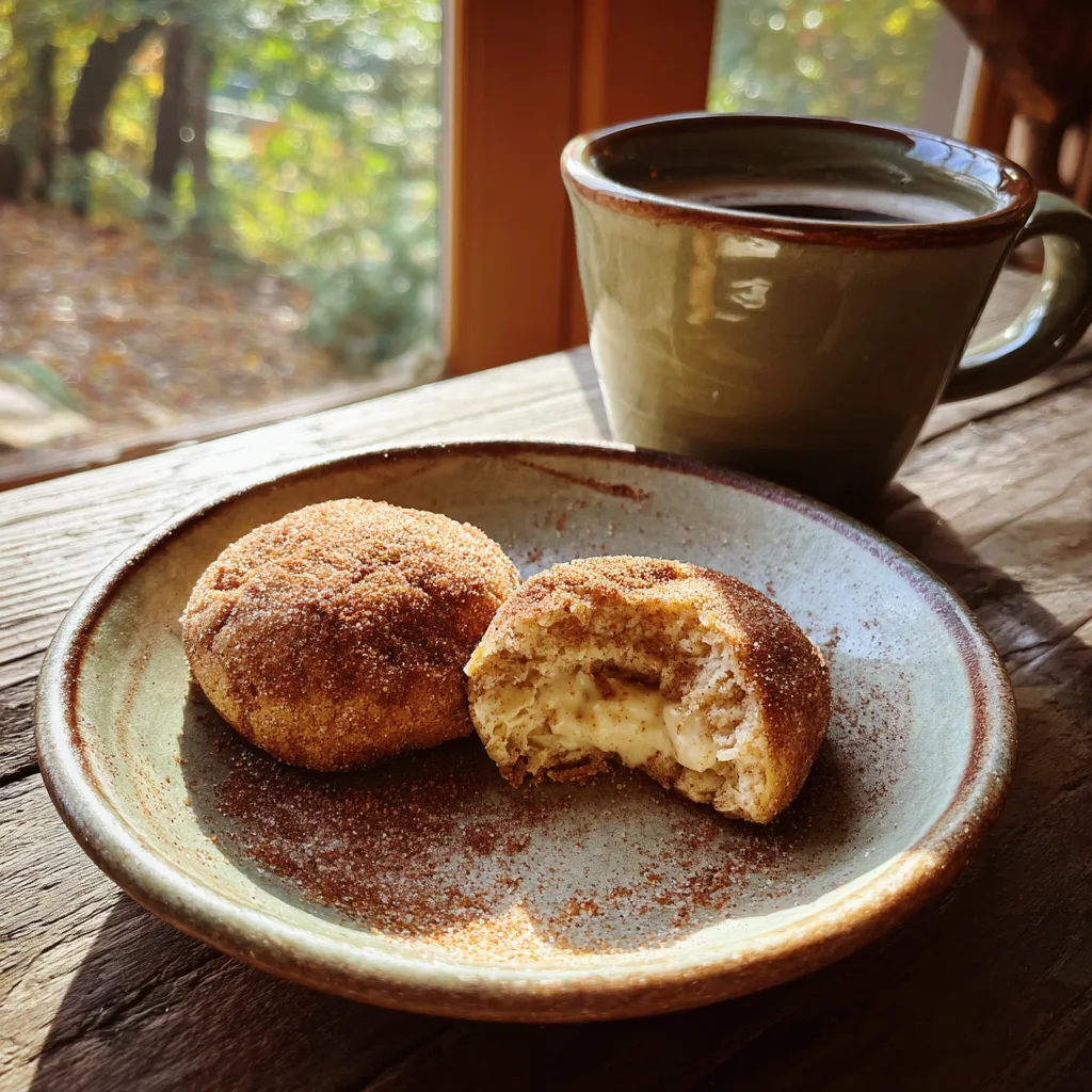 Cheesecake Stuffed Snickerdoodles served with coffee