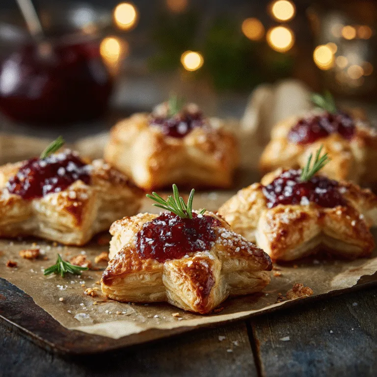 Puff Pastry Brie Stars with Cranberry Jam