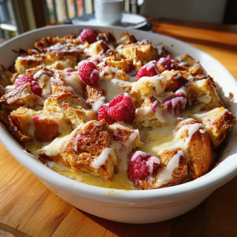 White Chocolate Raspberry Bread Pudding