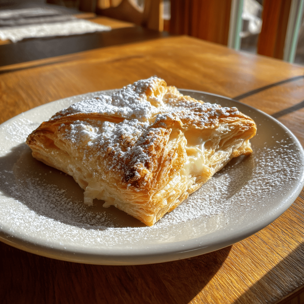Cheese Danish Delight: Irresistibly Flaky & Flavorful Morning Treat 2 Homemade Cheese Danish Delight on a plate, golden and dusted with sugar
