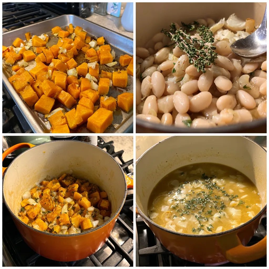 Protein-Packed Butternut Squash Soup: A Heartwarming, Nutrient-Rich Delight 4 Step-by-step Reddit-style photos of making protein-packed butternut squash soup