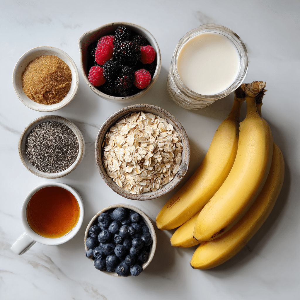 Brown Sugar Overnight Oats: A Cozy, Sweet Start to Your Day 3 Ingredients for Brown Sugar Overnight Oats on kitchen counter