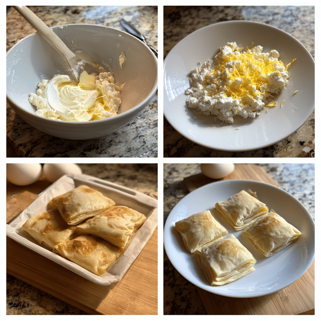 Cheese Danish Delight: Irresistibly Flaky & Flavorful Morning Treat 4 Amateur step-by-step collage for making Cheese Danish Delight