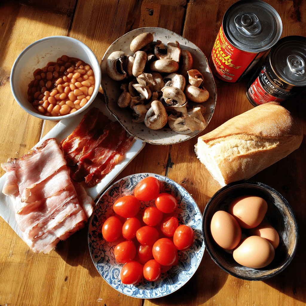 Egg and Cheese Toasts: A Delicious, Protein-Packed Breakfast You’ll Love 3 Ingredients for a homemade Full English Breakfast on a kitchen counter
