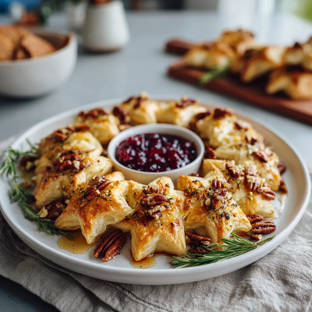 Puff Pastry Brie Stars with Cranberry Jam: Delicious Christmas Appetizers for Holiday Parties 4 Puff Pastry Brie Stars with Cranberry Jam