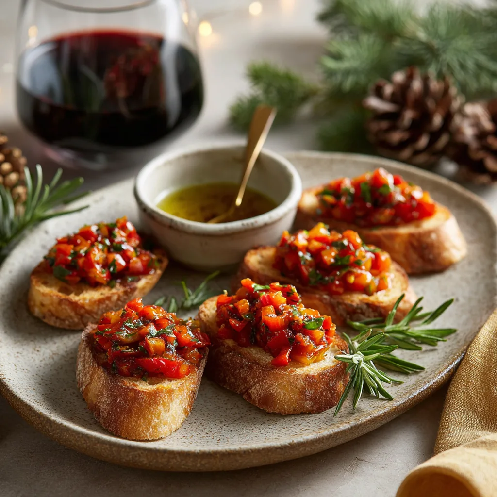 Italian Roasted Pepper Crostini