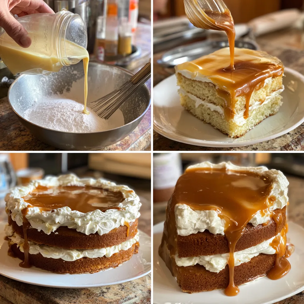 Step-by-Step Salted Caramel Cake Recipe Images