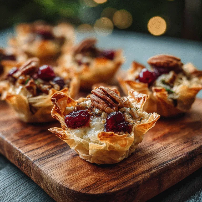 Cranberry, Brie & Pecan Phyllo Cups