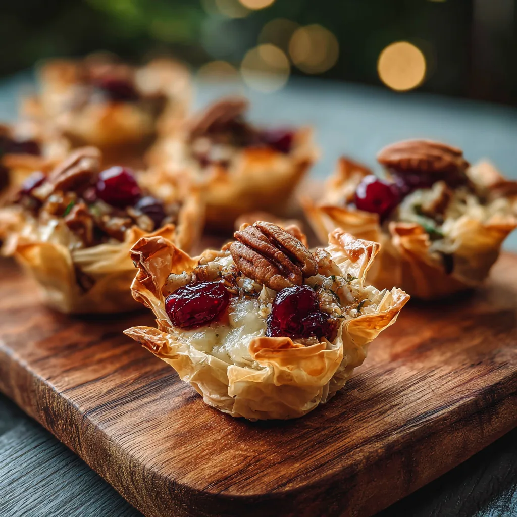 Cranberry, Brie & Pecan Phyllo Cups
