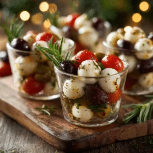 Marinated Mozzarella & Olive Holiday Cups: The Ultimate Easy christmas appetizers Everyone Will Love 4 Marinated Mozzarella & Olive Holiday Cups