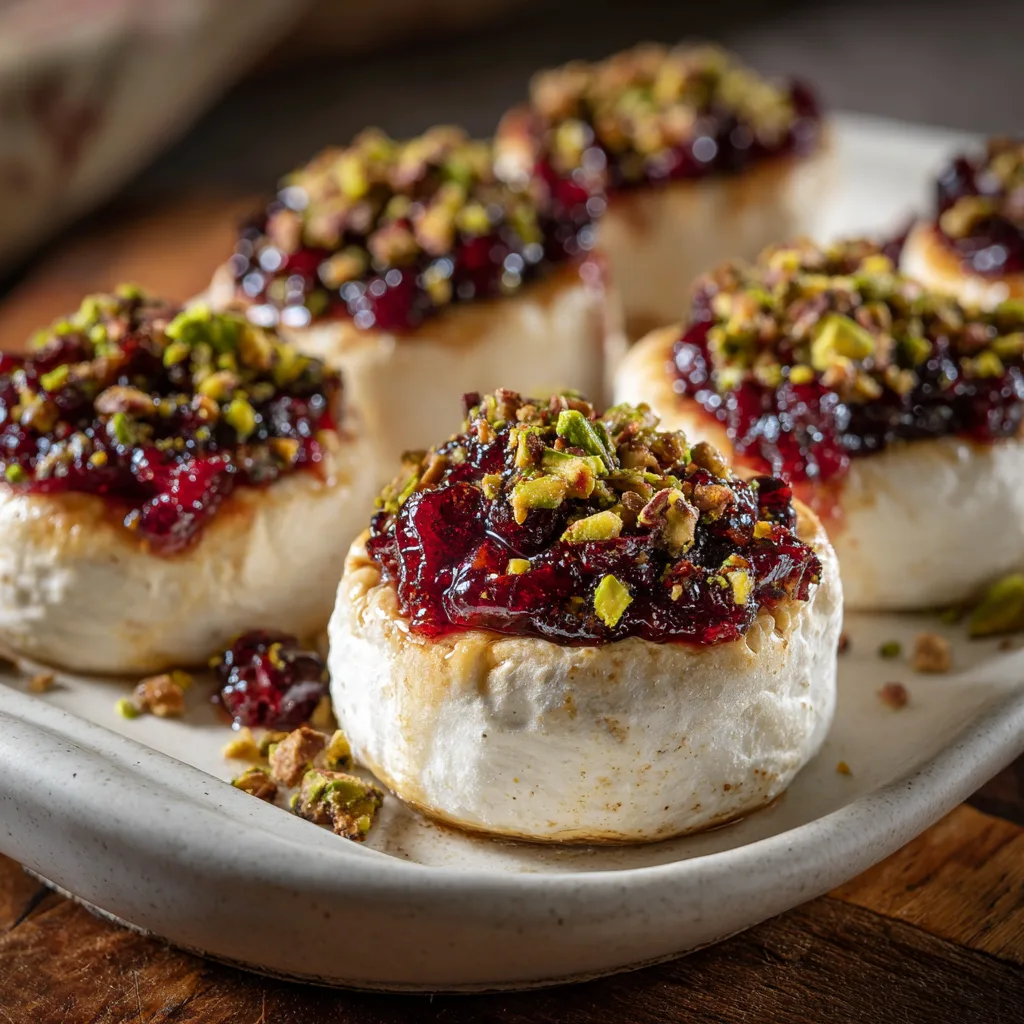 Cranberry Pistachio Baked Brie Rounds: A Festive Christmas Appetizers Showstopper 4 Cranberry Pistachio Baked Brie Rounds