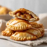 Caramel Apple Hand Pies with golden crust and caramel drizzle – homemade Thanksgiving dessert.