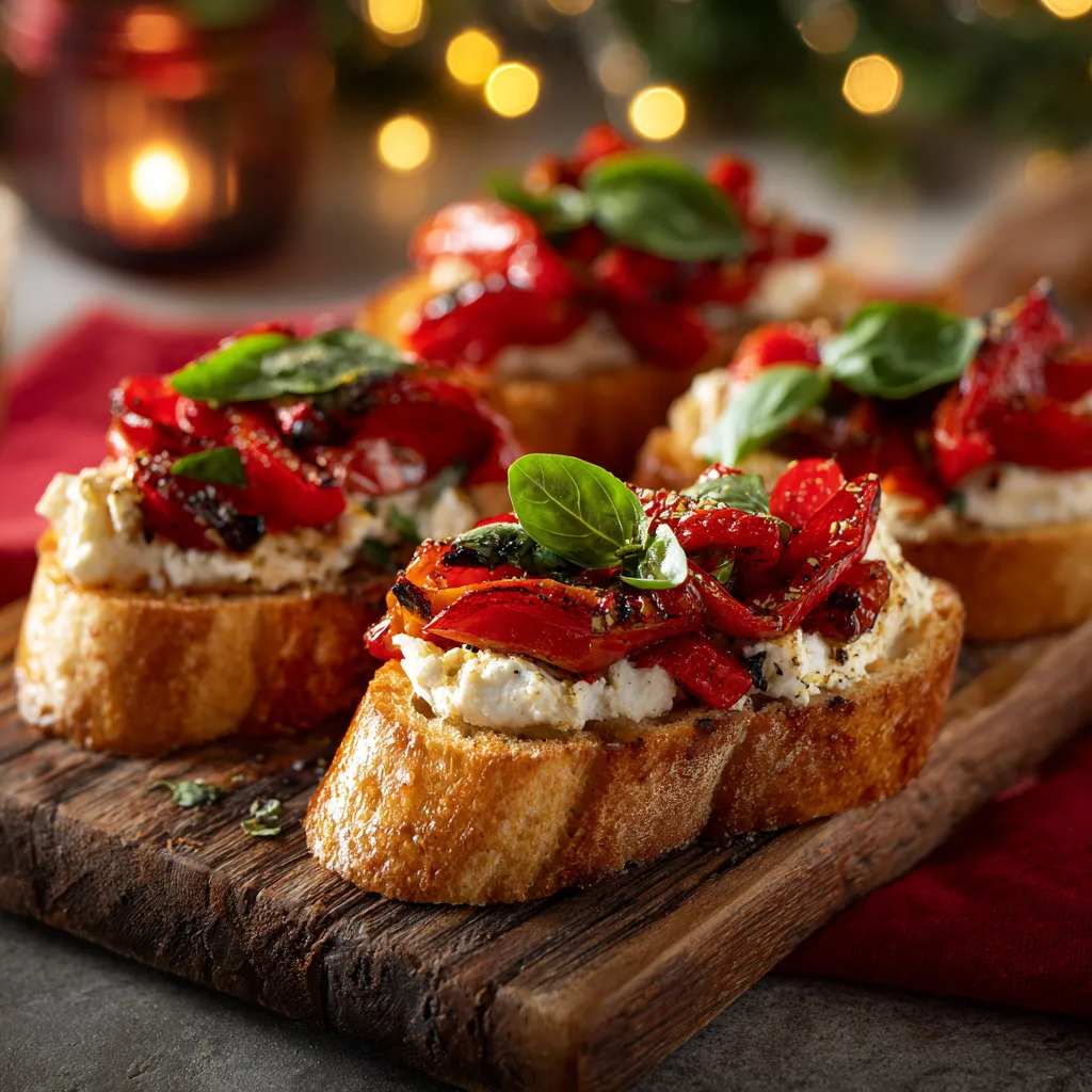 Italian Roasted Pepper Crostini
