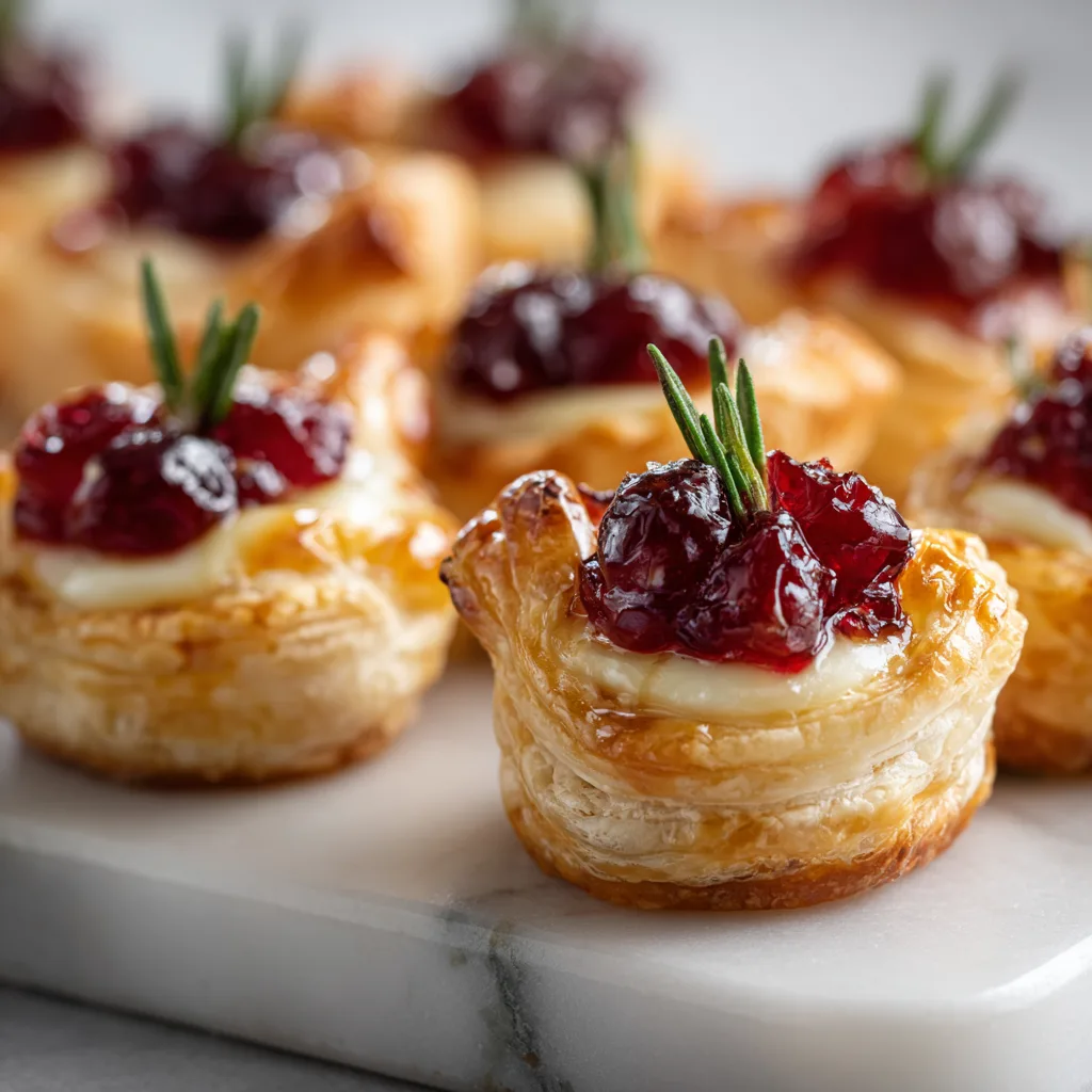 Home Loinzou 3 Mini Cranberry Brie Bites with Puff Pastry
