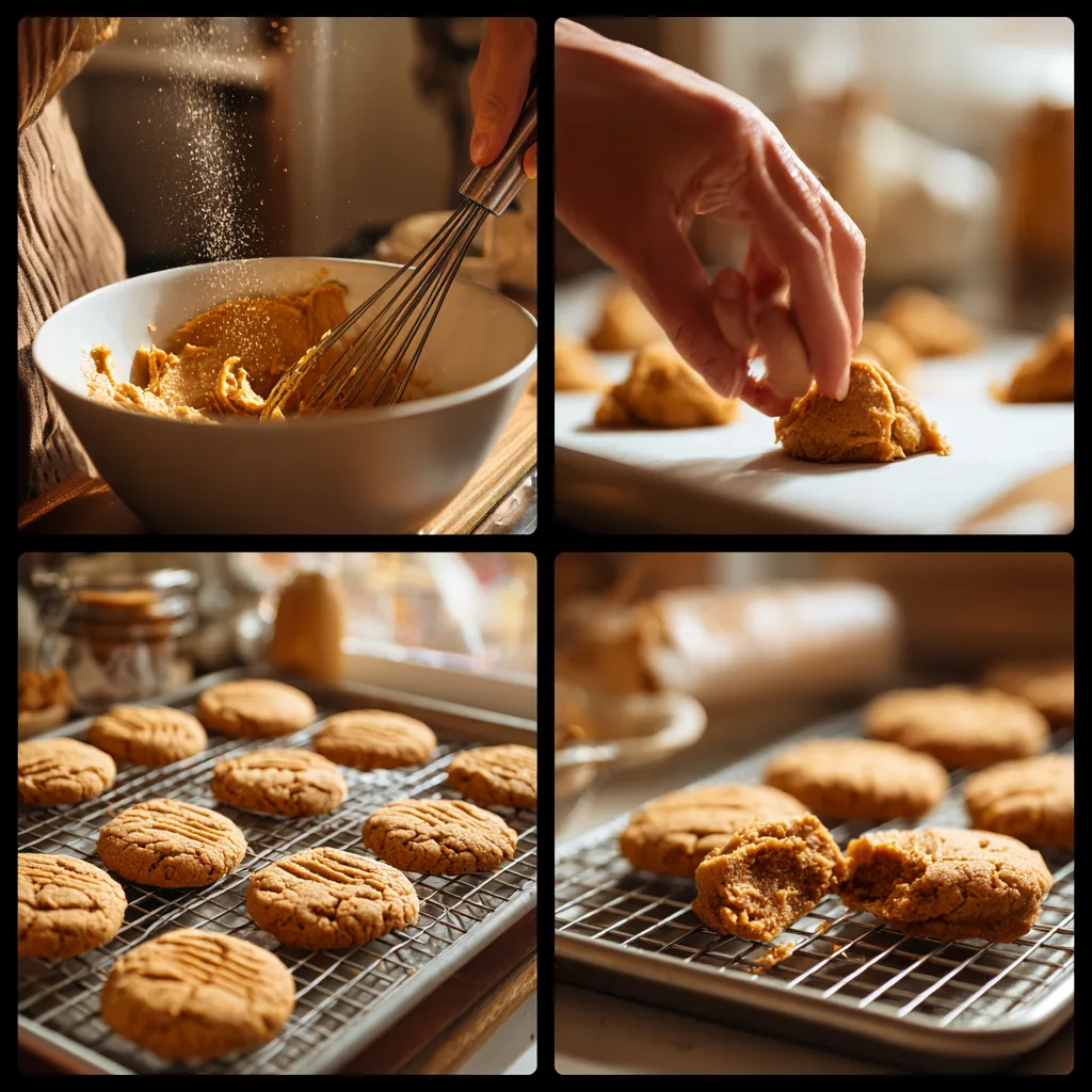 Step-by-step making thick peanut butter drop cookies (Pb Cookies)
