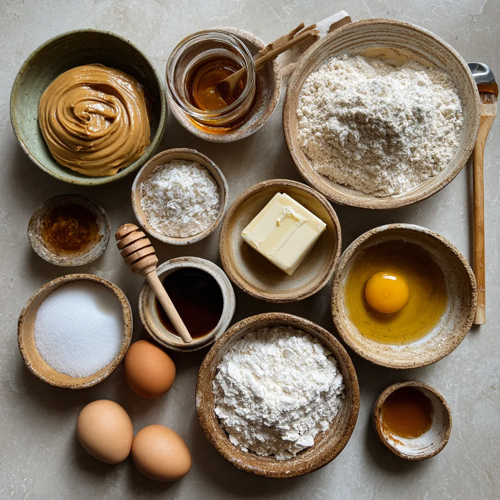 Ingredients for Peanut Butter Maple Soft Cookies peanut butter maple baking