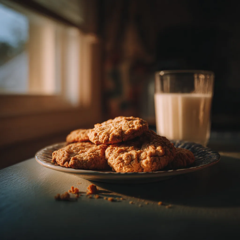 eanut Butter Oat Cookies served with milk for a cozy dessert moment