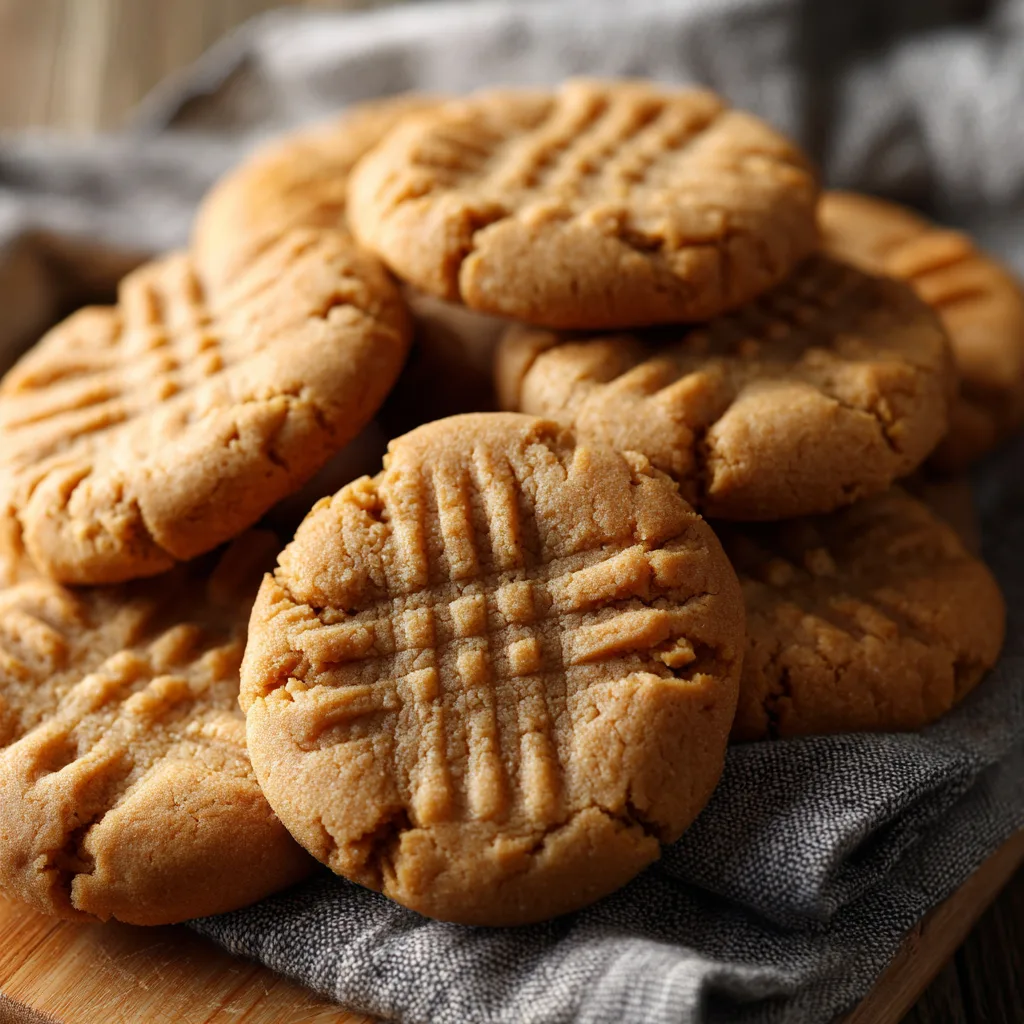 Classic Soft Peanut Butter Cookies with Criss-Cross Pattern – Soft, Chewy, and Oh-So-Delicious 4 Classic Soft PB Cookies with Criss-Cross Pattern