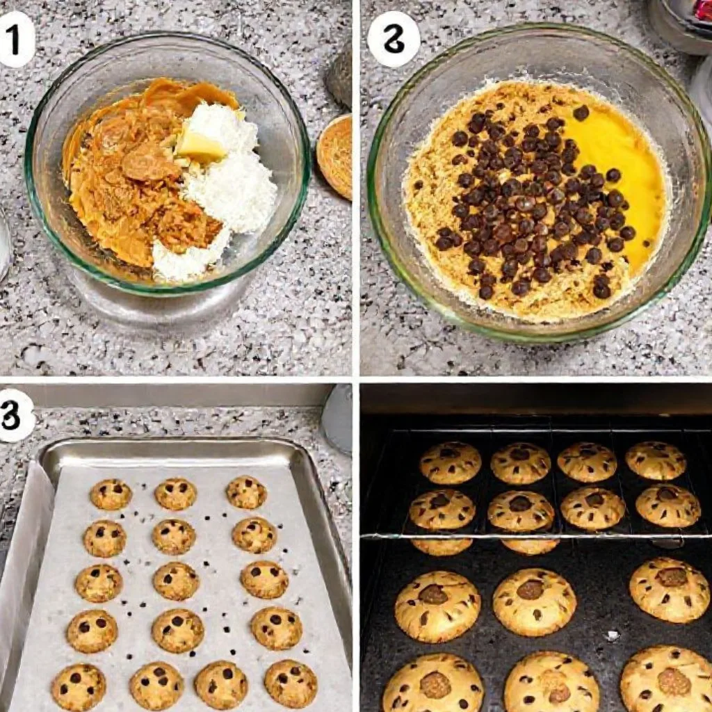 Peanut Butter Chocolate Chip Cookies: The Ultimate Peanut Butter Cookies That Never Disappoint! 3 Step-by-step process for making Peanut Butter Chocolate Chip Cookies.