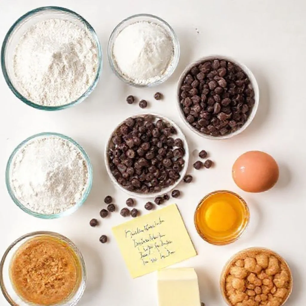 Peanut Butter Chocolate Chip Cookies: The Ultimate Peanut Butter Cookies That Never Disappoint! 2 Peanut Butter Chocolate Chip Cookies ingredients arranged on a countertop.