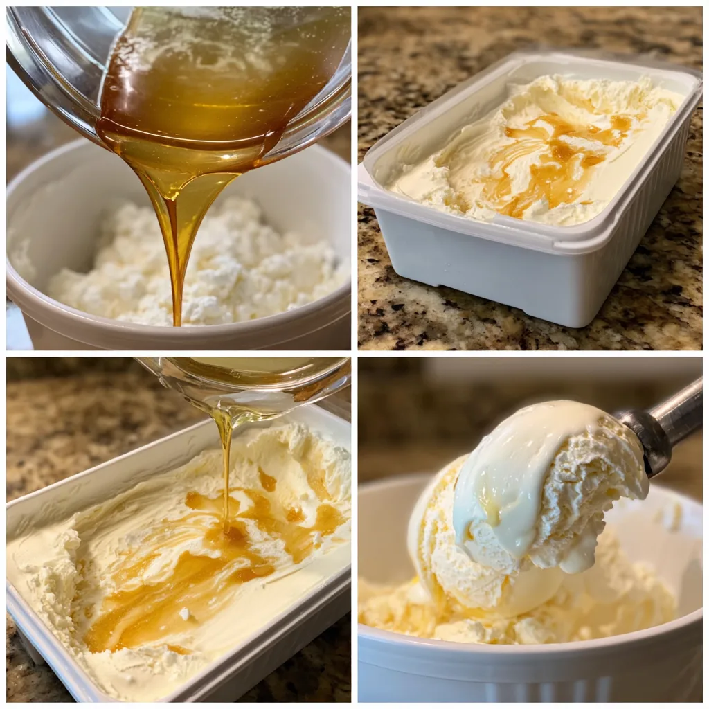 Step-by-step Cottage Cheese Ice Cream with Honey Swirl recipe process
