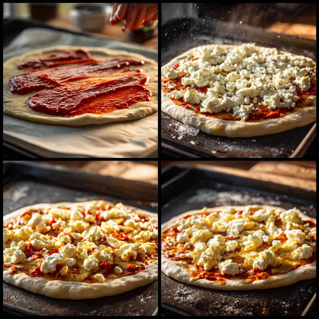 Pizza Cottage Cheese Bake: A Cheesy Twist on Healthy Comfort Food 3 Step-by-step collage of how to make Pizza Cottage Cheese Bake from prep to serving.