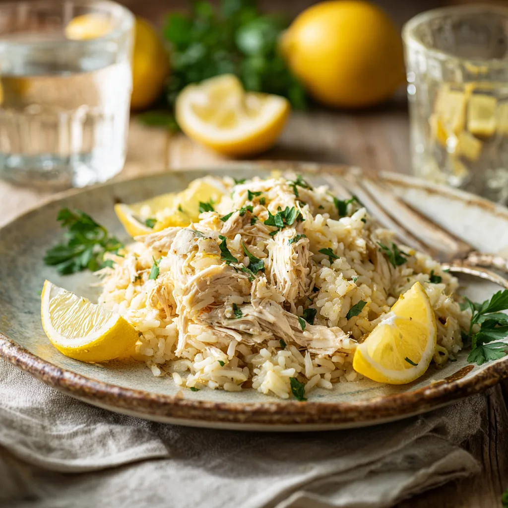 Slow Cooker Lemon Herb Chicken & Rice