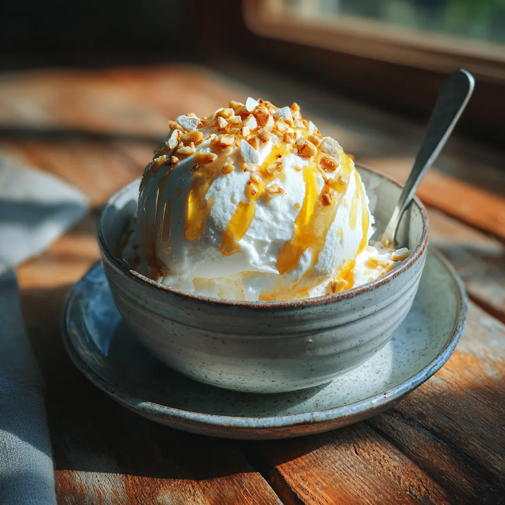 Cottage Cheese Ice Cream with Honey Swirl
