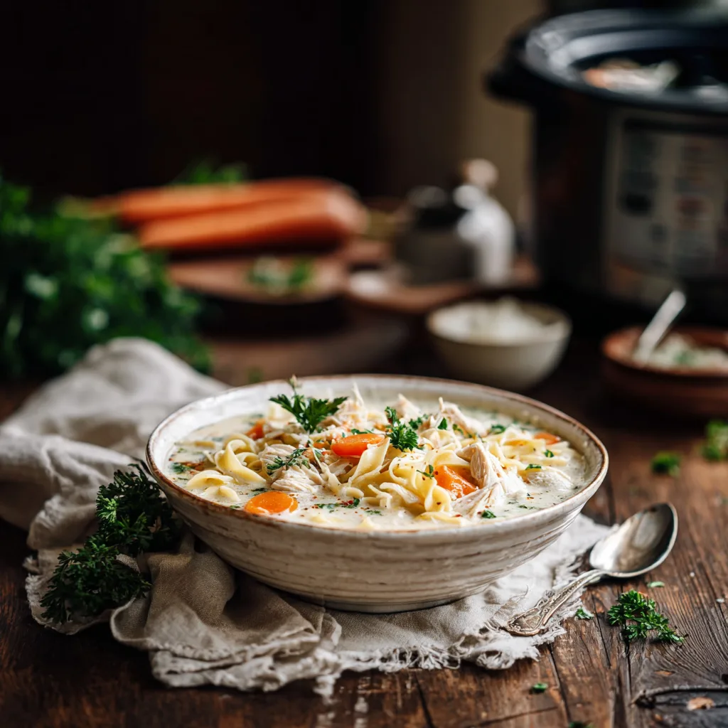 Slow Cooker Creamy Chicken Noodle Soup