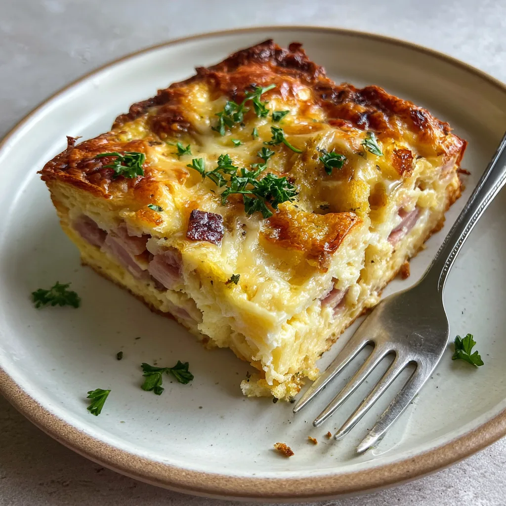 Breakfast Strata with Ham & Swiss
