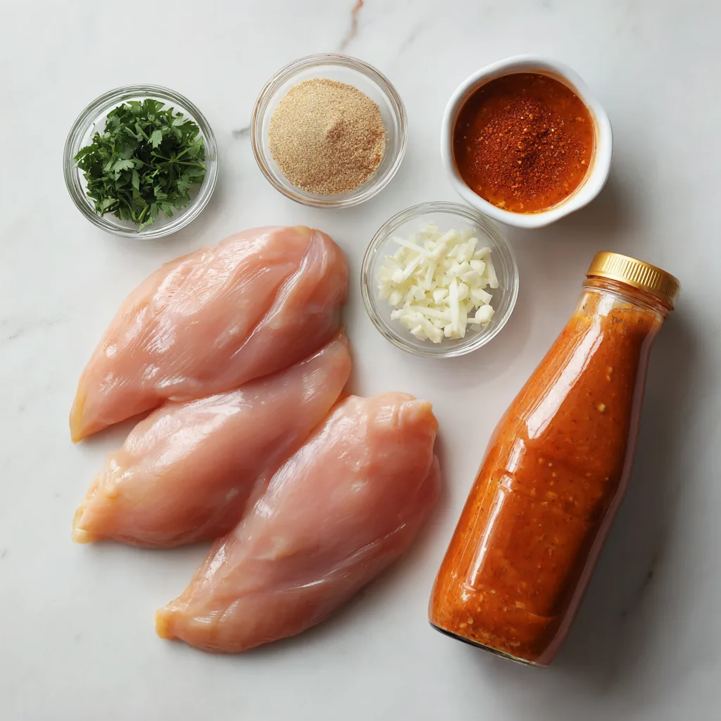 Buffalo Ranch Chicken Crockpot Recipes: Spicy, Creamy Dinner Delight! 2 Buffalo Ranch Chicken served on a rustic wooden table with creamy ranch sauce and buffalo seasoning.