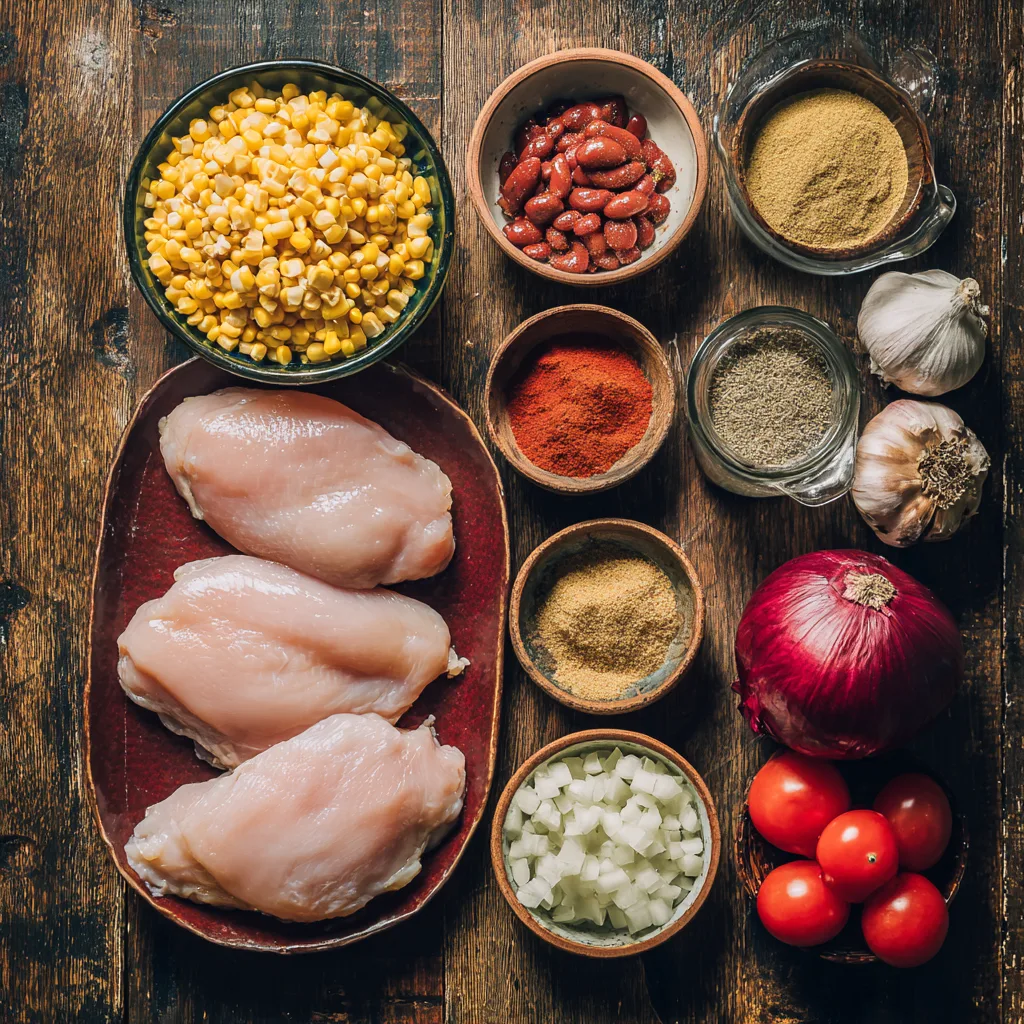 Slow Cooker Chicken Chili: A Flavorful Comfort Feast 2 Ingredients for Slow Cooker Chicken Chili — easy crockpot chicken breast recipe prep.