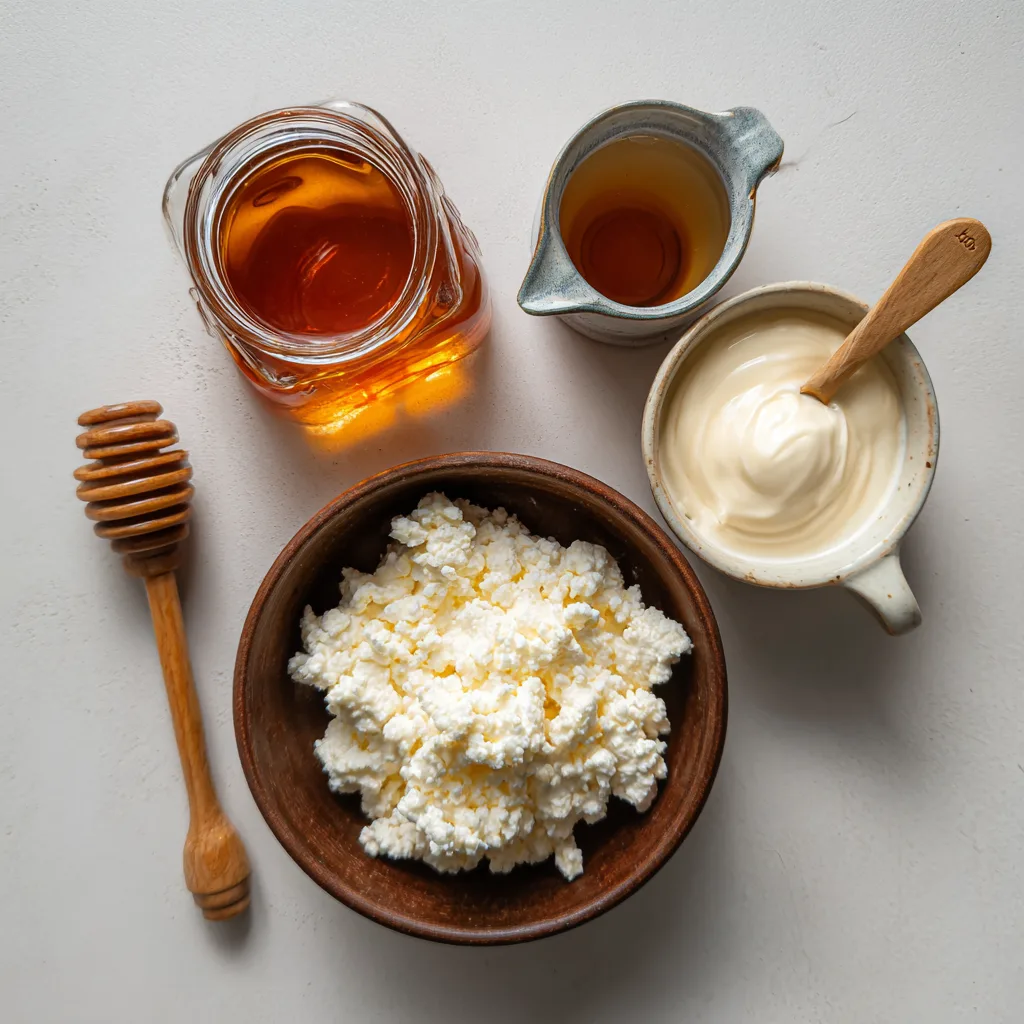 Ingredients for Cottage Cheese Ice Cream with Honey Swirl