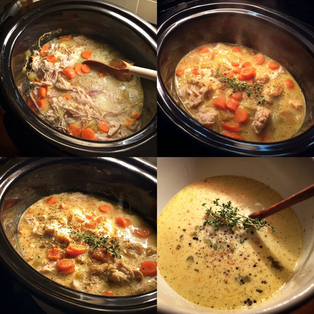 Step-by-step process of making Maple Dijon Chicken Stew in crockpot