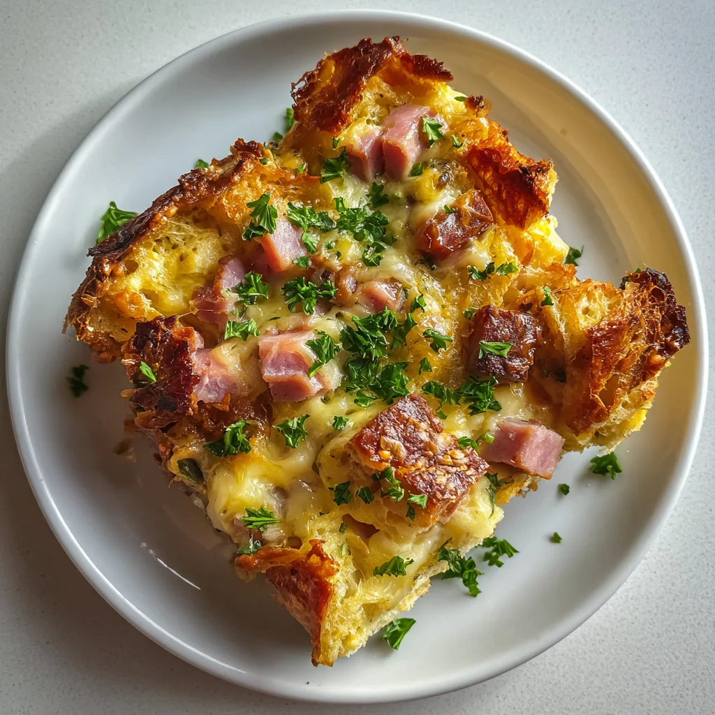 Breakfast Strata with Ham & Swiss