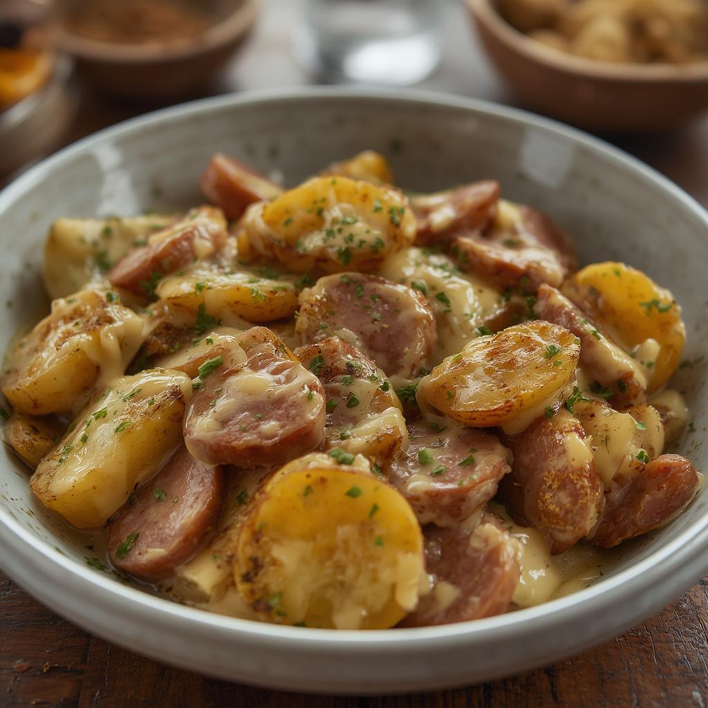 Cheesy Ranch Potatoes and Smoked Sausage