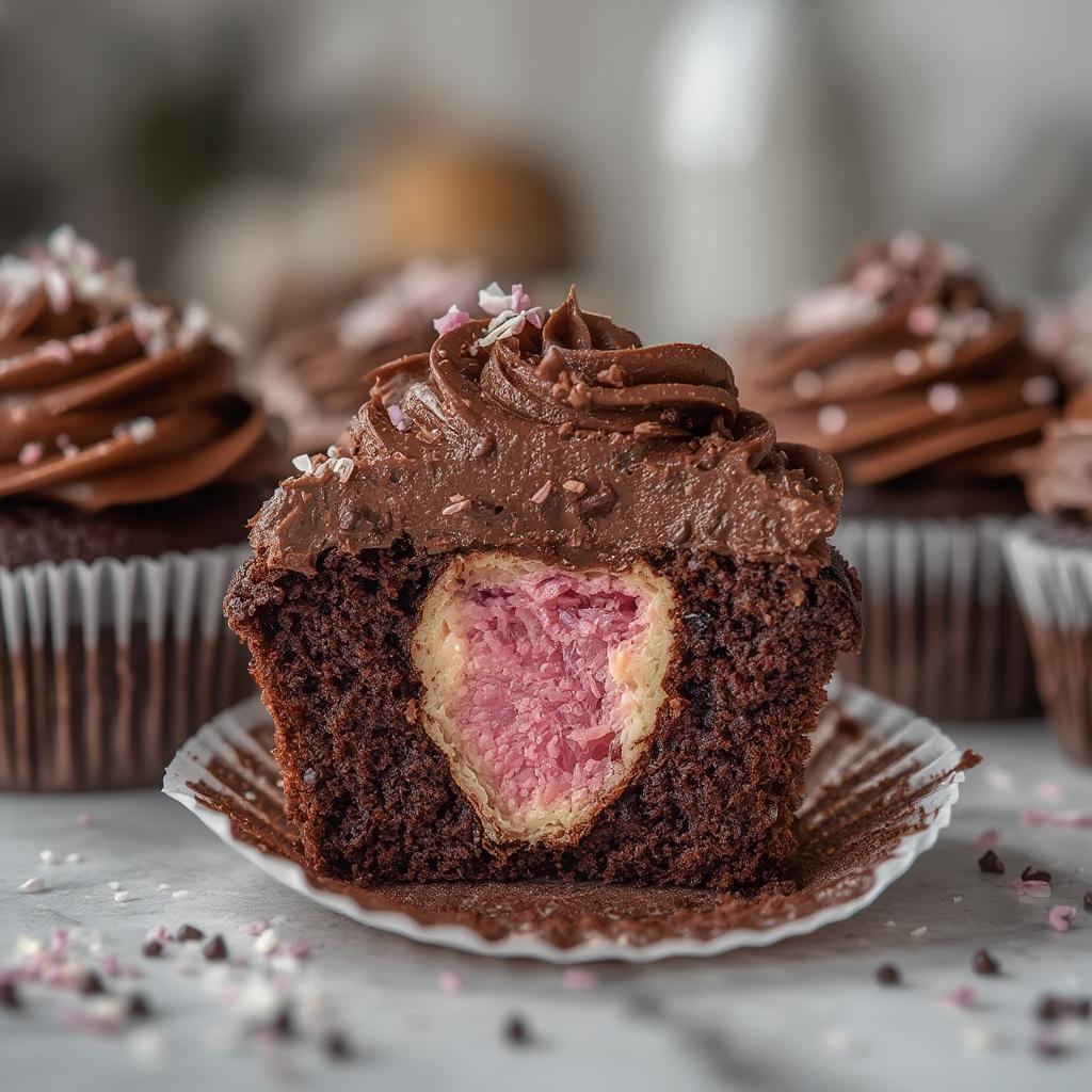 Finished Chocolate Gender Reveal Cupcakes