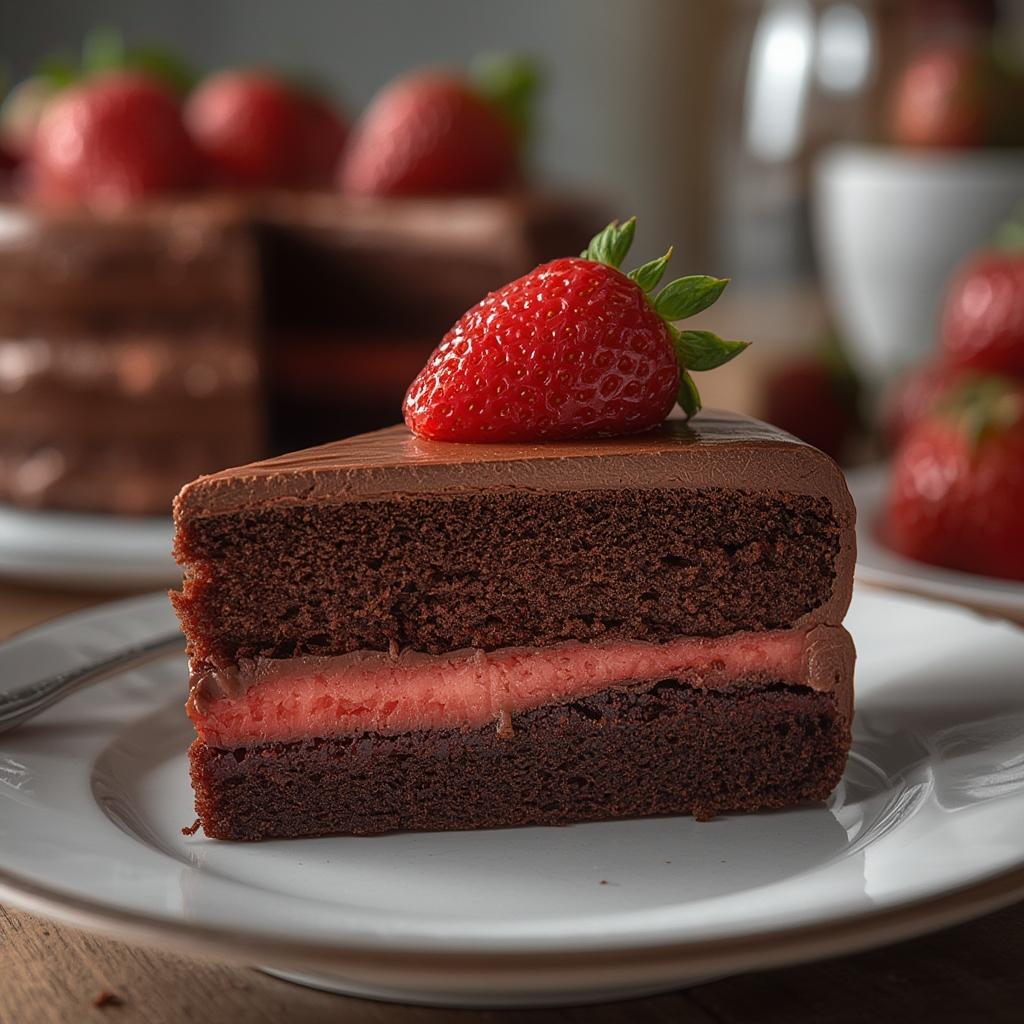 Chocolate Strawberry Cake Slice